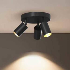 Calex Faretto da soffitto GU10, nero, Ø 20 cm, a 3 luci, metallo dimmerabile, Nero, Soggiorno / Sala da pranzo, Metallo, Moderno, Faretto