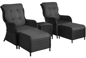 Tectake salottino in rattan e alluminio benissa 2+2