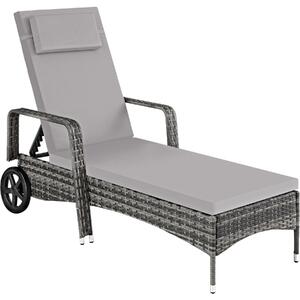 TecTake GmbH 404588 lettino prendisole in rattan con ruote