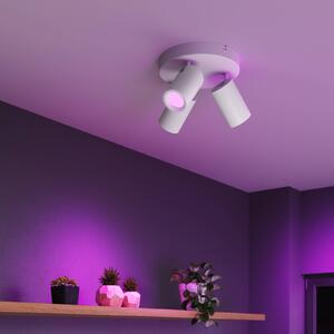 Calex Faretto da soffitto Smart, bianco, Ø 21 cm, a 3 luci, GU10-LED RGBW dimmerabile, Bianco / Opale, Soggiorno / Sala da pranzo, Metallo, Moderno
