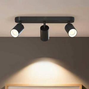 Calex Faretto da soffitto GU10, nero, lunghezza 37 cm, a 3 luci, metallo dimmerabile, Nero, Soggiorno / Sala da pranzo, Metallo, Moderno, Faretto