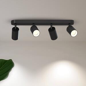 Calex Faretto da soffitto GU10, nero, lunghezza 49 cm, a 4 luci, metallo dimmerabile, Nero, Soggiorno / Sala da pranzo, Metallo, Moderno, Faretto