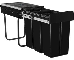 Tectake raccoglitore di rifiuti ashlyn, separazione a 3 vie, 30l, guide telescopiche