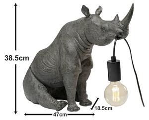KARE Lampada da tavolo di design Sitting Rhino, Alluminio / Grigio / Zincato, Soggiorno / Sala da pranzo, Plastica, Design, Lampada da tavolo