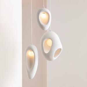 KARE Lampada a sospensione Soul Dining, dimmerabile, Bianco / Opale, Soggiorno / Sala da pranzo, Gesso / Argilla, Design, Lampada a sospensione