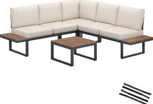 Tectake set salottino da giardino eliar, 4 pezzi, con telaio in alluminio