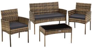 Tectake set da giardino in rattan palese per 4 persone