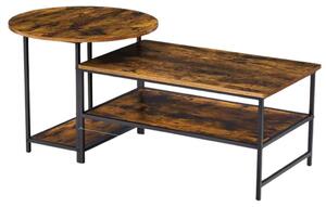 Set di tavolini 2W1 in legno rustico vintage 123X60X51Cm