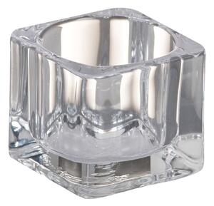 Porta tea light in vetro trasparente H 4 cm L 5.5 x Ø 5.5 cm
