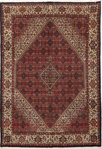 Tappeto Bidjar Persia Geometrico Rosso Avorio 144x202 Cm