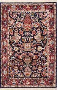 Tappeto Ilaam Persia Floreale Blu Notte Rosso 106x156 Cm