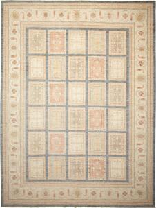 Tappeto Bakhtiyar Pakistan Floreale Crema Azzurro 302x392 Cm