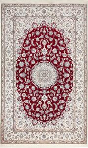 Tappeto Nain 6la Persia Medaglione Rosso Bordeaux Crema 135x217 Cm