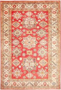 Tappeto Kazak Fine Pakistan Geometrico Rosso Crema 214x311 Cm