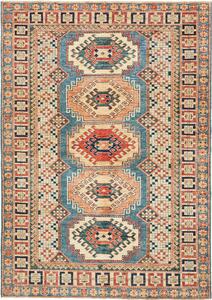 Tappeto Kazak Fine Pakistan Astratto Blu Terracotta 148x212 Cm