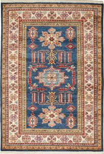 Tappeto Kazak Fine Pakistan Geometrico Blu Crema 105x155 Cm