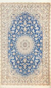 Tappeto Nain 9la Persia Medaglione Blu Avorio Beige 150x235 Cm
