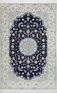 Tappeto Nain 6la Persia Medaglione Blu Avorio Azzurro 153x240 Cm