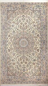 Tappeto Nain 9la Persia Medaglione Crema Blu 130x218 Cm