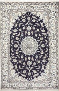 Tappeto Nain Kashmar Persia Medaglione Blu Crema 196x302 Cm