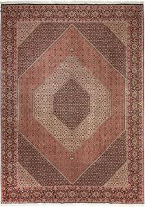 Tappeto Bidjar Con Seta Persia Geometrico Rosso Nero 256x355 Cm