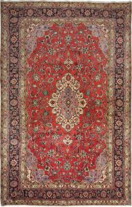 Tappeto Hamadan Fine Persia Medaglione Rosso Scarlatto Blu Notte 210x324 Cm