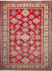 Tappeto Kazak Fine Pakistan Astratto Rosso Crema 272x353 Cm