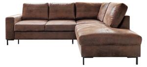 Divano letto angolare in similpelle marrone (angolo destro) Lofty Lilly - Miuform
