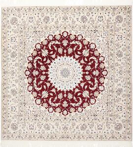 Tappeto Nain 6la Persia Medaglione Avorio Rosso Azzurro 157x157 Cm