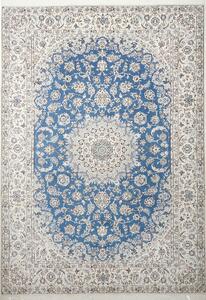 Tappeto Nain 9la Persia Medaglione Blu Avorio 248x353 Cm