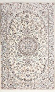 Tappeto Nain 9la Persia Medaglione Crema Azzurro 135x225 Cm