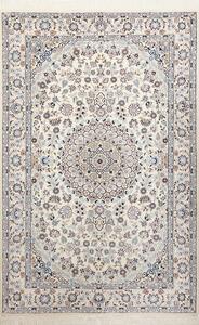 Tappeto Nain 9la Persia Medaglione Crema Blu 138x208 Cm