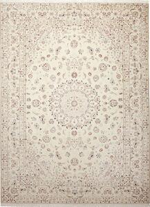 Tappeto Nain 9la Persia Medaglione Avorio Bordeaux 255x345 Cm