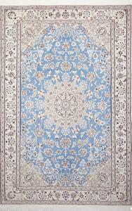Tappeto Nain 9la Persia Medaglione Celeste Crema 153x233 Cm