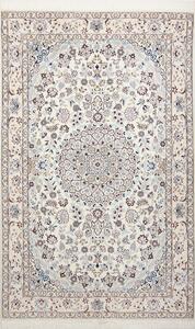 Tappeto Nain 9la Persia Medaglione Avorio Blu 132x212 Cm