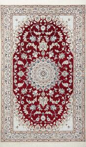 Tappeto Nain 9la Persia Medaglione Rosso Bordeaux Crema 135x217 Cm