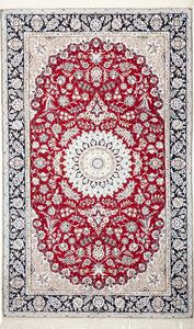 Tappeto Nain 9la Persia Medaglione Rosso Panna 147x246 Cm