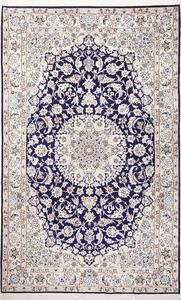 Tappeto Nain 9la Persia Medaglione Blu Avorio 143x235 Cm