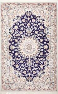 Tappeto Nain 9la Persia Medaglione Blu Notte Crema 150x235 Cm