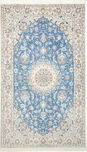 Tappeto Nain 9la Persia Medaglione Azzurro Avorio 135x227 Cm