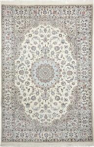 Tappeto Nain 9la Persia Medaglione Crema Azzurro 197x293 Cm