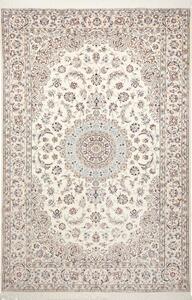 Tappeto Nain 9la Persia Medaglione Avorio Blu 202x302 Cm