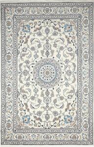 Tappeto Nain Kashmar Persia Medaglione Crema Blu 198x304 Cm