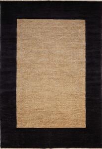 Tappeto Shayan Pakistan Tinta Unita Nero Beige Naturale 142x201 Cm