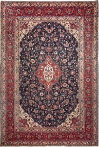Tappeto Hamadan Fine Persia Medaglione Blu Rosso 212x320 Cm