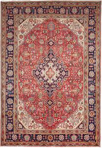 Tappeto Tabriz Persia Medaglione Rosso Mattone Blu Scuro 200x300 Cm