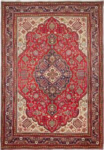 Tappeto Tabriz Persia Medaglione Rosso Blu 206x297 Cm
