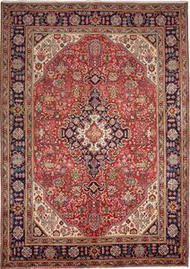 Tappeto Tabriz Persia Medaglione Rosso Blu Scuro 200x298 Cm