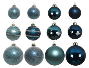 Sfera natalizia in vetro blu confezione da 12 pezzi
