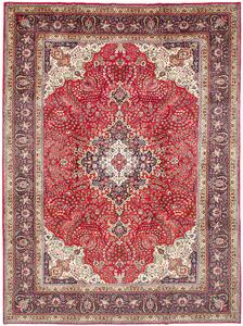 Tappeto Tabriz Persia Medaglione Rosso Nero 252x340 Cm